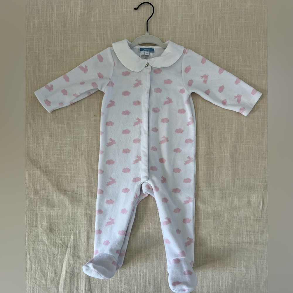Jacadi White and Pink Footies One Piece